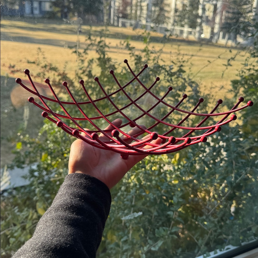 Vintage  IKEA Trådig red wire fruit bowl